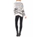  Womens Stripe Mock Neck Sweater, Antique White, X-Small