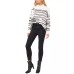  Womens Stripe Mock Neck Sweater, Antique White, X-Small