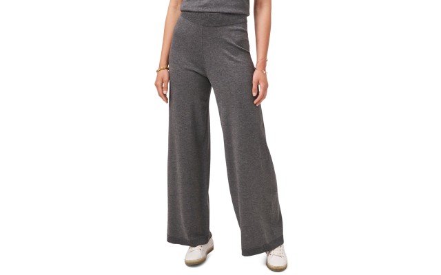  Womens Wide Leg Sweater Pants, Gray, L