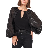 Vince Camuto Wome’s Mixed-Media Balloon-Sleeve Top Black, XX-Small