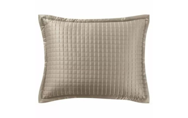  Crystal Quilted Pillow Sham, 20x36, Taupe