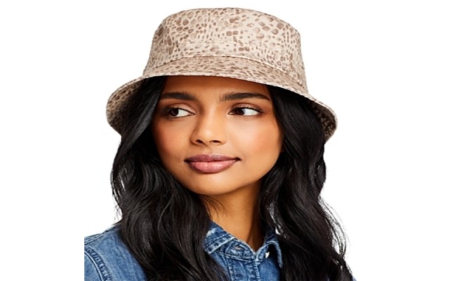  Cotton Bucket Hat, Tan Cheetah, One Size