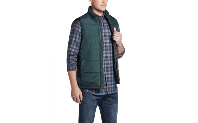  Men’s Puffer Vest, Green, S