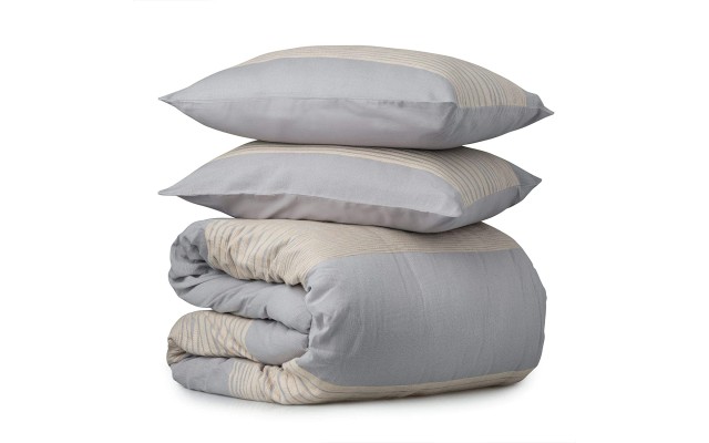 100% Cotton Percale Crosby Stripe Comforter Set (King – 108″ x 92″ – Taupe)