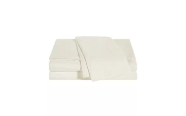  Oxywash Solid 300 Thread Count 4pc Sheet Sets, Ivory, Queen