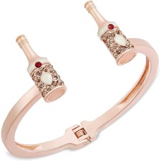 Whimsical Shop Holiday Arcade Champagne Bottle Bangle Bracelet, Rose Gold