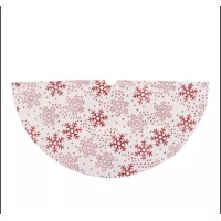 White and Red Glitter Snowflake Mini Burlap Christmas Tree Skirt