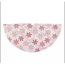White and Red Glitter Snowflake Mini Burlap Christmas Tree Skirt