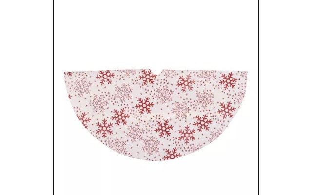 White and Red Glitter Snowflake Mini Burlap Christmas Tree Skirt