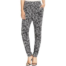 Women's Hue Zebra Pants Stretch Jersey Relaxed Leggings Gray/black/white M