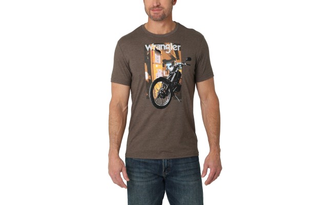  Men’s Photobike Graphic T-Shirt, Brown, M