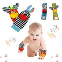 Wrist Rattles and Animal Socks for Cognitive Development of Babies, Developmental Toys Gifts for Baby from Newborns to 3 Months, 6 Months, 8 Months, 1 Year and 2 Years Old Toddlers, Cute Cow