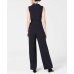  Juniors’ Embellished Belted Jumpsuit (Black/White, XXL)