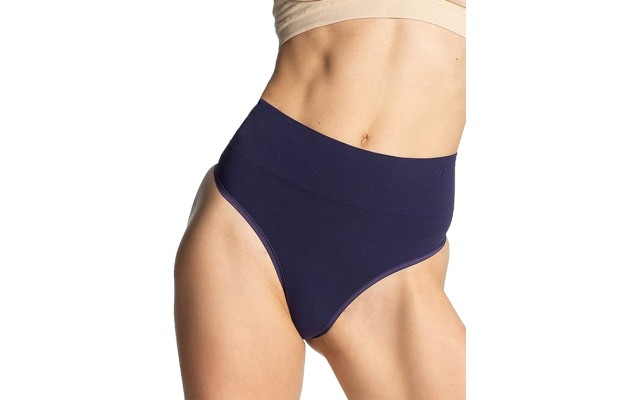  Liliana Mid Waist Shaping Thong, Navy, Medium/Large