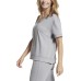  womens French Terry V-neck Drop Lounge Shoulder Tee Night Shirt, Weathered Grey, Medium
