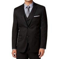 Alfani Mens Traveler Woven Notch Lapel Two-Button Suit Jacket, Black, 42 T