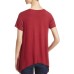  Short Sleeve Cutout Top (Dark Red, S)
