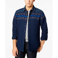 American Rag Men’s Folk Geo-Print Shirt (Navy, 2XL)