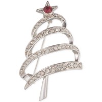Anne Klein Silver-Tone Crystal Holiday Tree (Silver, One Size)