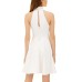  Juniors’ Womens Lattice Halter Fit & Flare Dress, White,1
