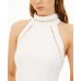  Juniors’ Womens Lattice Halter Fit & Flare Dress, White,1