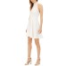  Juniors’ Womens Lattice Halter Fit & Flare Dress, White,1