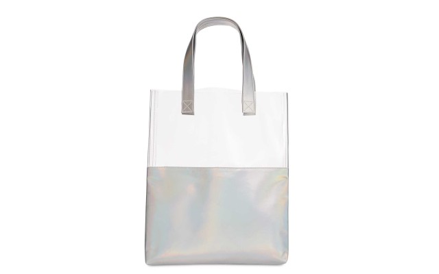  Holographic Peekaboo Tote Handbag  – Metallic Silver