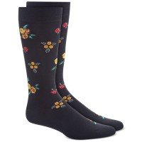 Bar III Men’s Black Rose Floral Socks (Black, 10-13)
