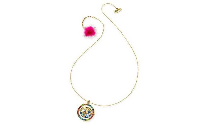 Betsey Johnson xox Trolls Gold-Tone Globe Pendant Necklace, Multicolor
