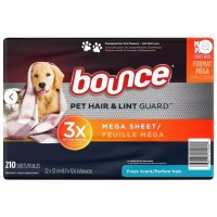 Bounce Pet Hair & Lint Guard Mega Dryer Sheets, Fresh Scent (210 Count)