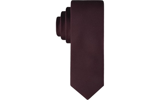  Mens Unison Skinny Solid Tie Burgundy ONE SIZE