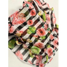 Cejon Women’s Floral Wrap, Pink/White/Black, One Size