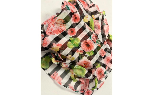  Women’s Floral Wrap, Pink/White/Black, One Size