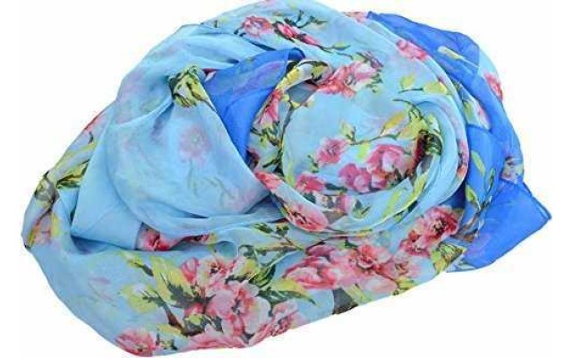 Cejon Womens Morning Dew Floral Scarf Blue