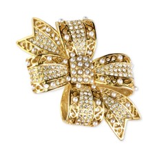 Charter Club Gold-Tone Pave Bow Brooch – Gold