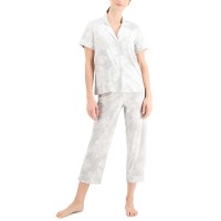 Charter Club Notch Collar Capri Pants Pajama Set, Floral Toile, Large