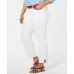  Women’s  Plus Size Belted Cuffed Jeans White 24W