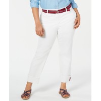 Charter Club Women’s  Plus Size Belted Cuffed Jeans White 24W