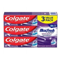 Colgate MaxFresh KnockOut Whitening Toothpaste with Mini Breath Strips, Mint Fusion, 6 Oz, 3 Ct - 2 Pack