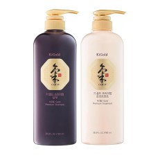 Daeng Gi Meo Ri – Ki Gold – Premium Shampoo + Treatment Set for Hair Loss, Thin Hair, Gray Hair Prevention and Treatment, Medicinal Herbal Shampoo, All Natural, Korea’s No. 1 Hair Brand