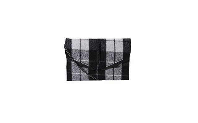  Womens Hudson Wool Plaid Crossbody Handbag B/W Small