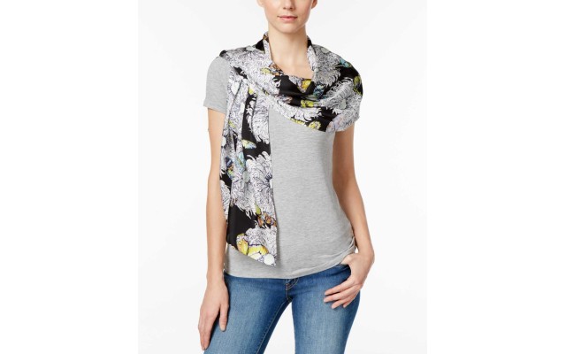  Flutter Silk Scarf Black ONE SIZE