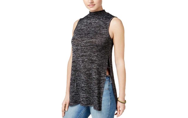  Juniors Side-Slit Mock-Neck Tunic (Dark Galaxy, Small)