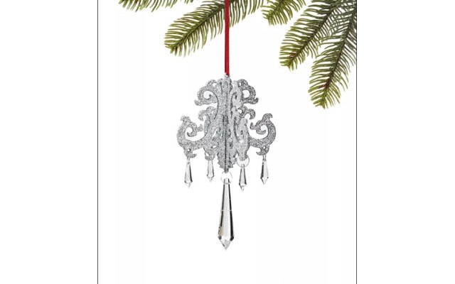 Holiday Lane Crystal Elegance Silver Chandelier Ornament