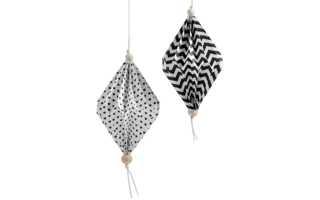  Set of 2 Paper Decor Ornaments (Black/White)