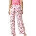  Women’s Printed Knit Long Pajama Sleep Pant, Pink, Large