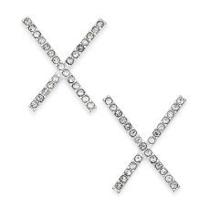 INC International Concepts Silver-Tone Pave Crisscross Stud Earrings – Silver