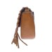 INC Womens Callie Leather Faux Leather Trim Saddle Handbag Brown Small