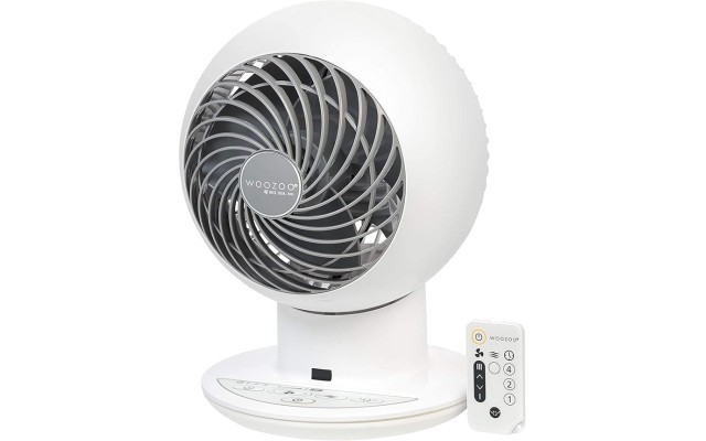 USA WOOZOO Air Circulator Fan with Remote, Oscillating, 5 Speeds, Quiet Motor, Small Fan for Bedroom, Office, Dorm, White