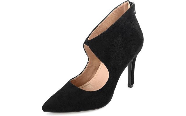  Womens Junniper Back Heel Zip High Stiletto Pointed Toe Pumps, Black, 8